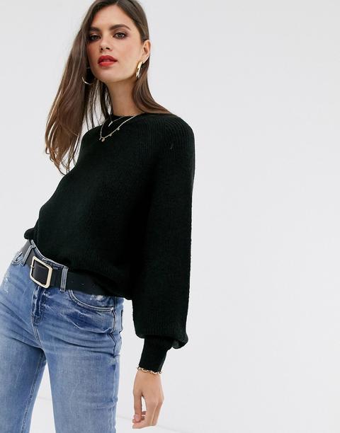 Asos Design - Maglione Morbido Con Maniche A Palloncino - Nero