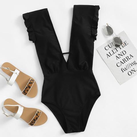 Costume Da Bagno Con Scollo A V E Volant
