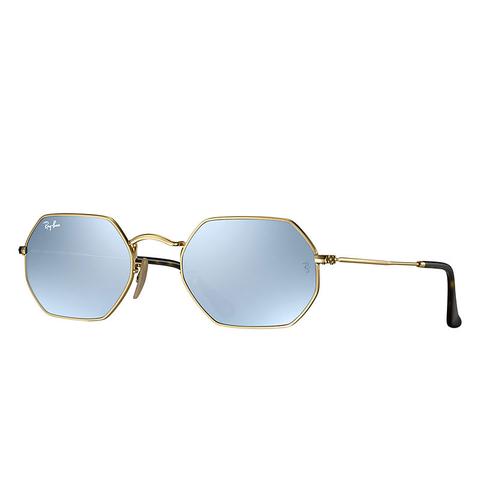 Ray Ban Octagonal Flat Lenses Unisex Sunglasses Lenti: Grigio, Montatura: Oro - Rb3556n 001/30 53-21