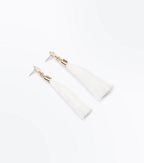 White Tassel Earrings New Look