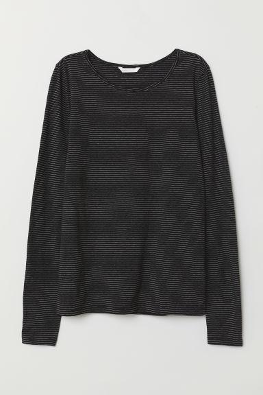 H & M - Top Jersey A Maniche Lunghe - Nero