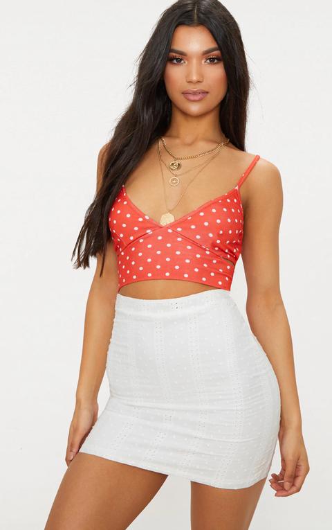 Red Polka Dot Wrap Bralet, Red