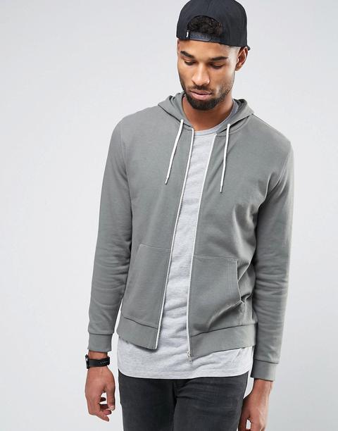 Sudadera Gris Con Capucha Y Cremallera De Asos