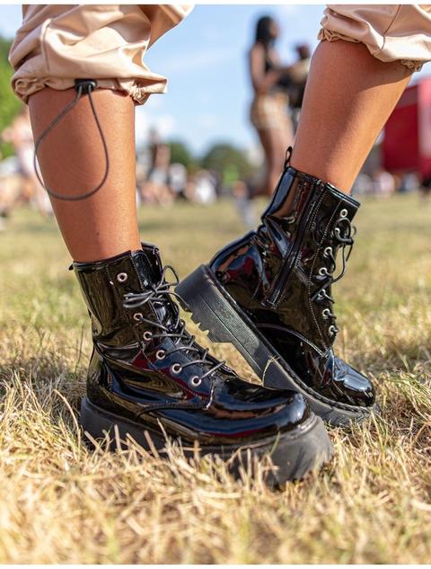 Formation Chunky Ankle Boots In Black Patent