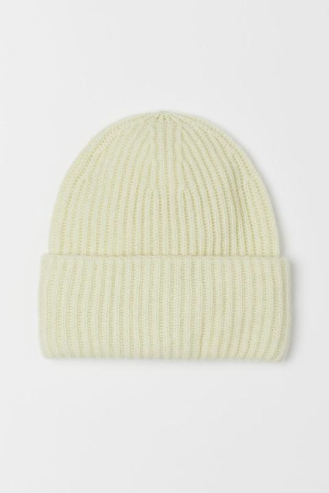 Ribbed Cashmere Hat - Yellow