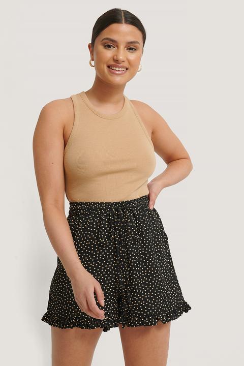 Na-kd Dotted Frill Hem Shorts - Black