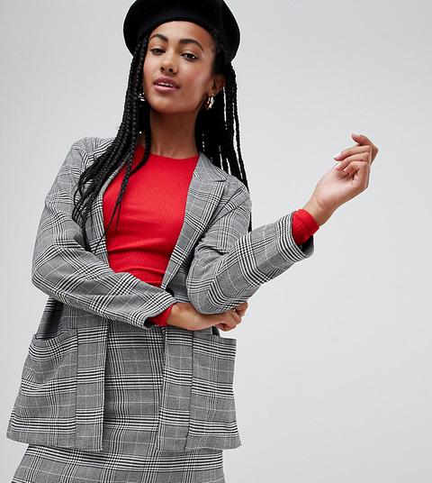 Monki Check Co-ord Oversized Blazer In Grey