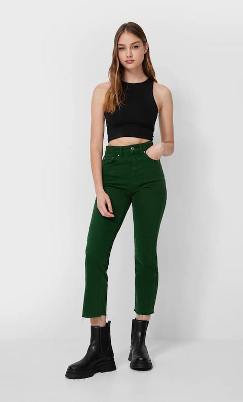 Stradivarius Crop Top En Polyamide Noir L