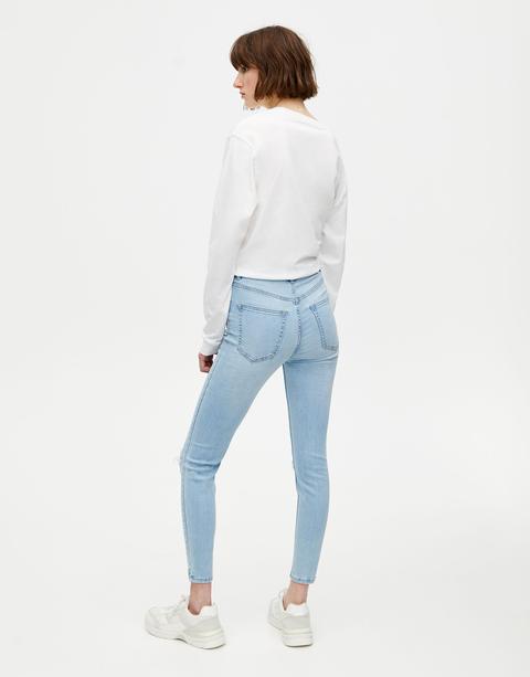 Jeans Skinny Fit Capri A Vita Alta