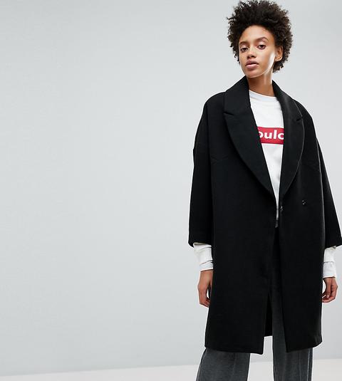 Stradivarius Black Longline Smart Coat