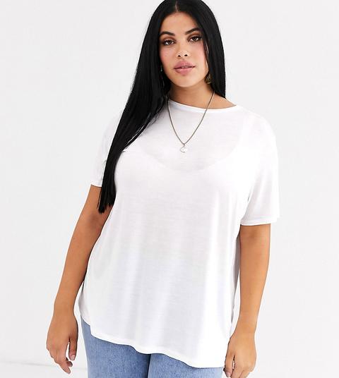 Camiseta Holgada De Tejido Drapeado En Blanco De Asos Design Curve