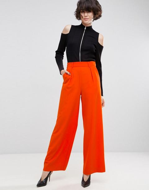 Asos - Pantaloni Con Fondo Ampio E Pinces - Arancione