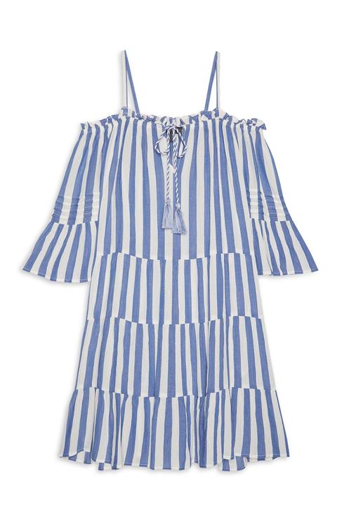 Blue Tiered Smock Dress