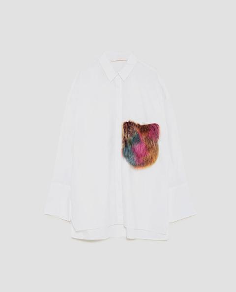 Camicia Oversize Taschino Finto Pelo