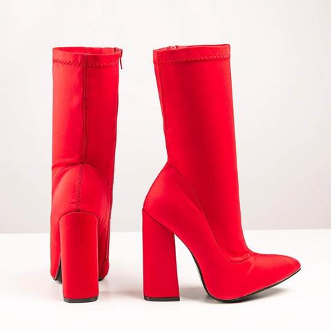 Clelie - Pointed Ankle Boots In Red