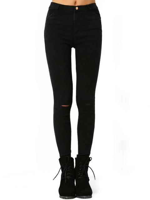 Black Skinny Ripped Denim Pant