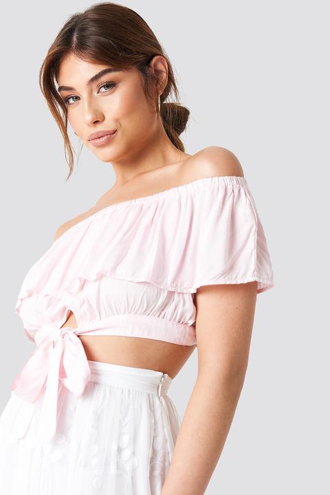 Off Shoulder Frill Top Rosa