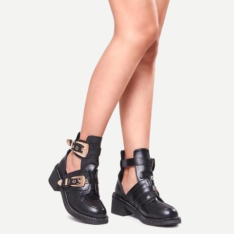 Buckle Strap Chunky Heel Shoes