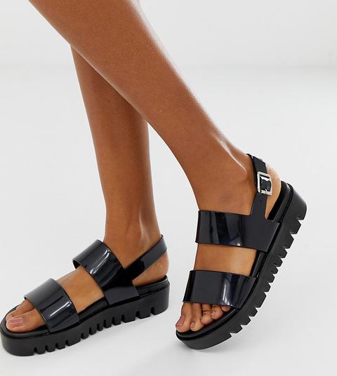 black chunky jelly sandals