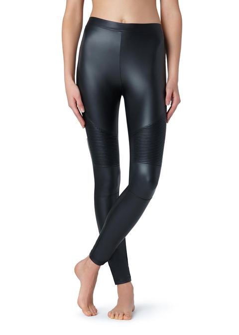 Leggings Biker Effetto Pelle