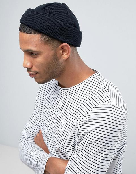 Asos Design Mini Fisherman Beanie In Black