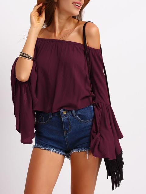 Blusa Con Maniche A Campana E Spalle Scoperte