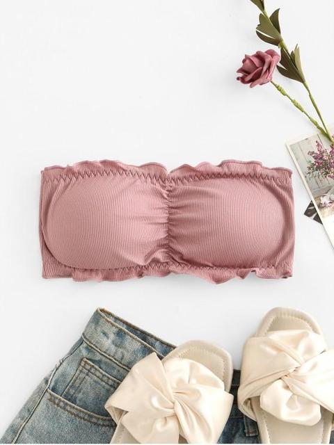 Top Bandeau Acanalado Con Adorno De Pliegue De Vieira Pink Rose