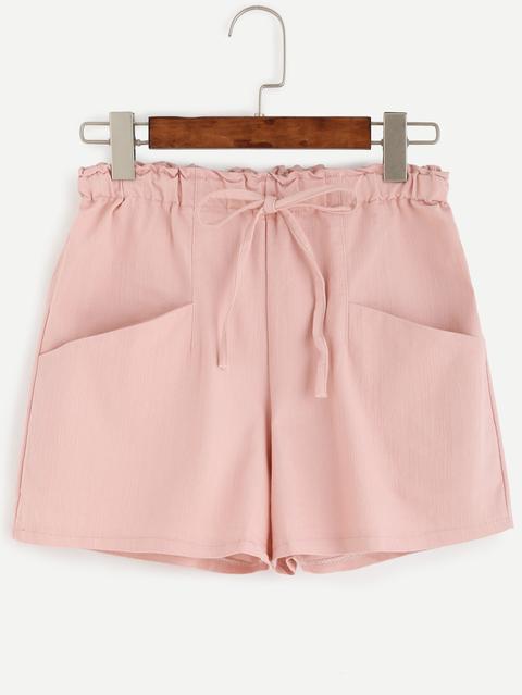 Shorts Cordón Bolsillos Rosa