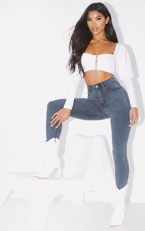 Prettylittlething Grey 5 Pocket Skinny Jean