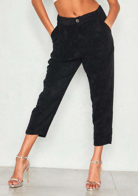 Cassie Black Corduroy Cropped Trousers