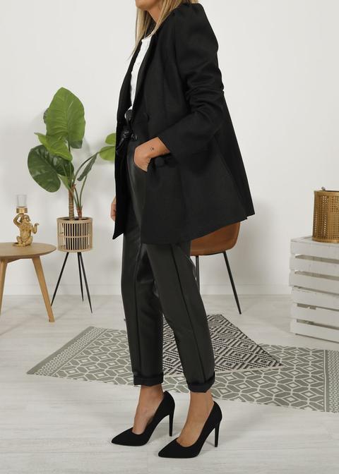 Blazer Manga Abullonada Cinturon Negra de The Desire Shop en 21 Buttons