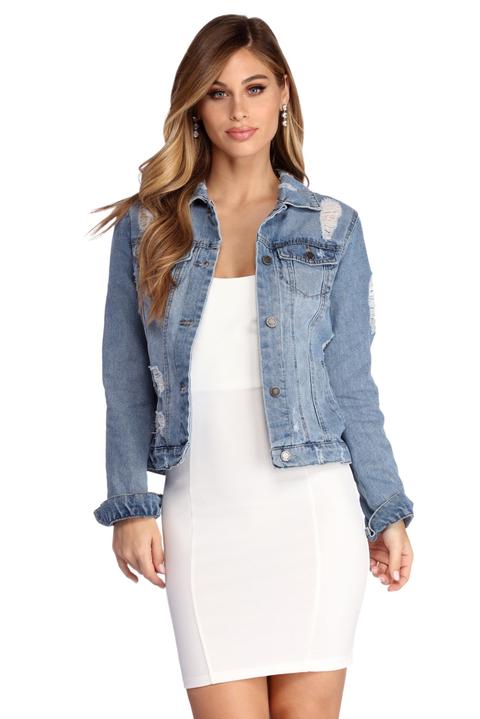 Hot Stuff Distressed Denim Jacket