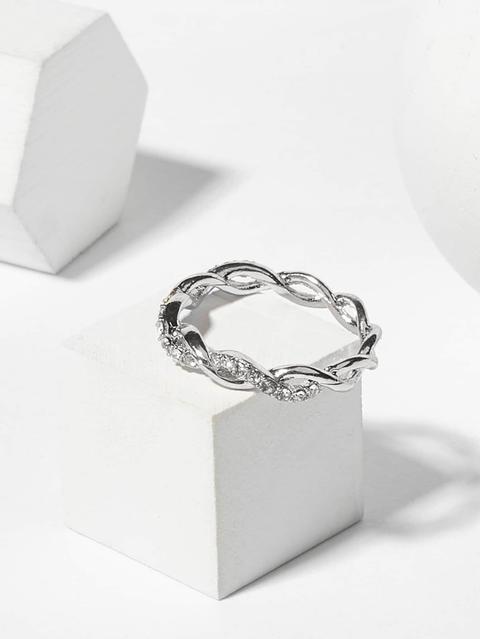 Anillo Con Diamante De Imitación Con Diseño Girante