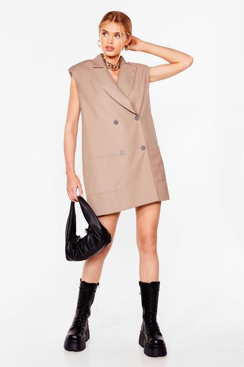 Blazer Sans Manches À Revers En Pointe Ne Fais Pas La Blazer - Beige - 38, Beige