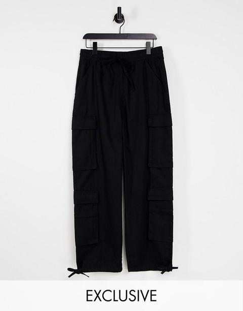 Collusion Unisex 90s Baggy Fit Cargo Trouser In Black