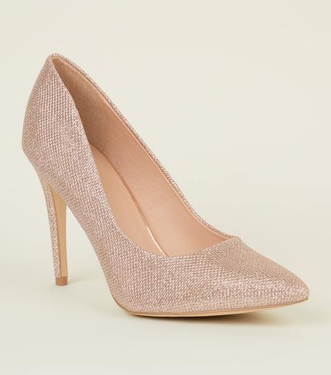 gold pointed court shoes