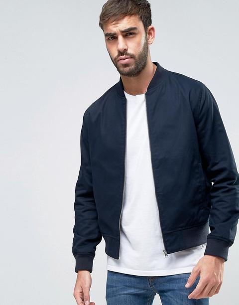 New Look - Bomber In Cotone Blu Navy - Navy