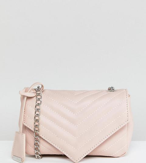 Glamorous Quilted Chevron Cross Body Bag In Beige