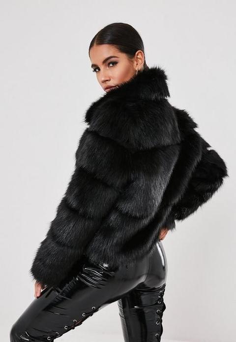 black faux fur pelted jacket