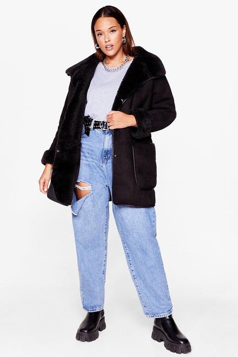 Womens Faux Fur Longline Oversized Coat