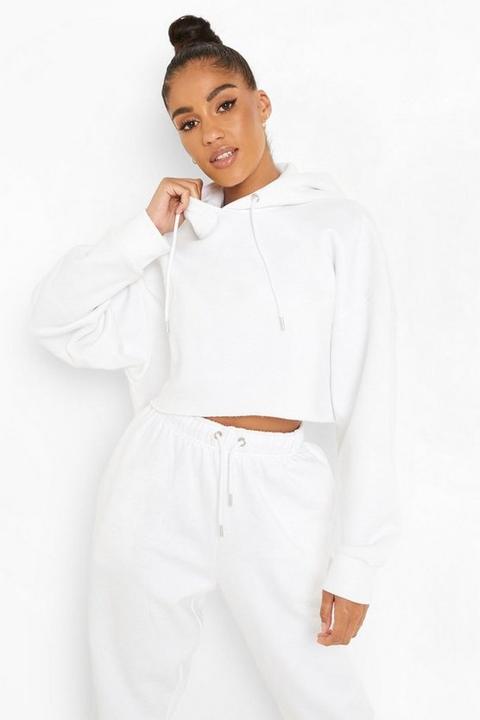 Sweat À Capuche Court En Tissu Recyclé - Blanc - Xl, Blanc