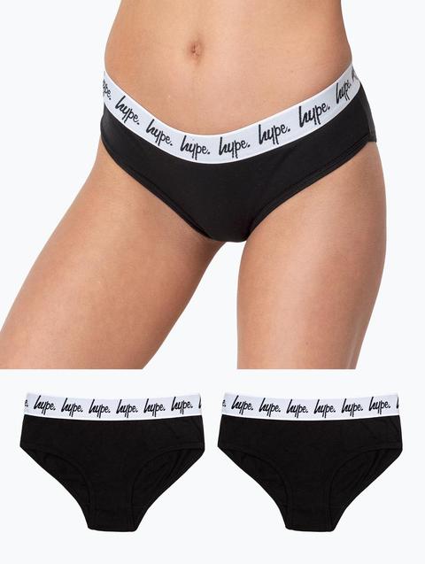 Hype Black Script Womens Briefs 2x Pack