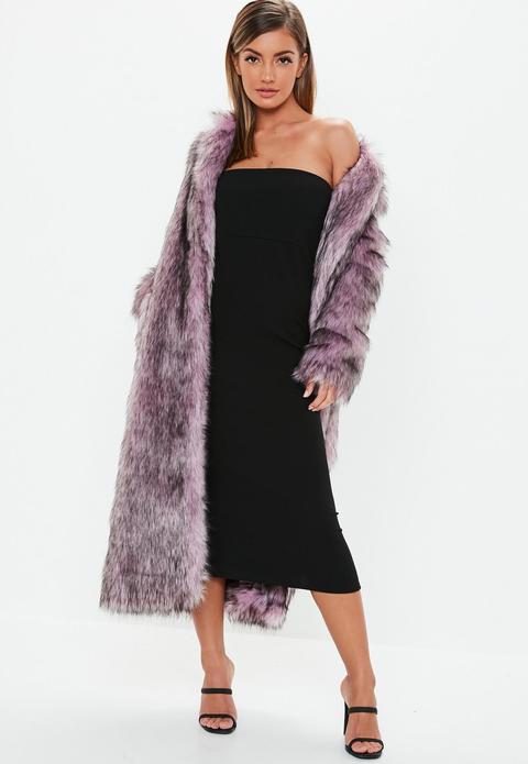 Pink Tipped Maxi Faux Fur Coat