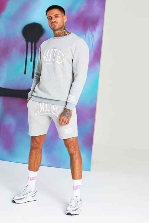 Mens Grey Quavo Limited Print Short Tracksuit, Grey