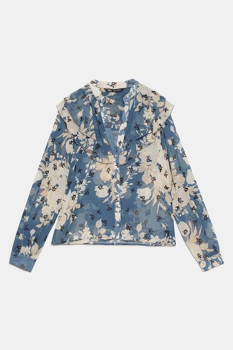 Blusa Estampado Floral Volantes