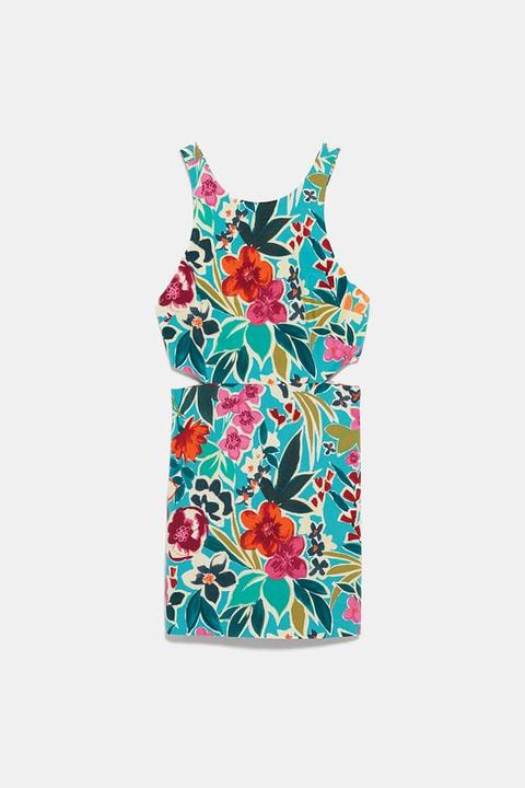 Cut Out Printed Jumpsuit Dress