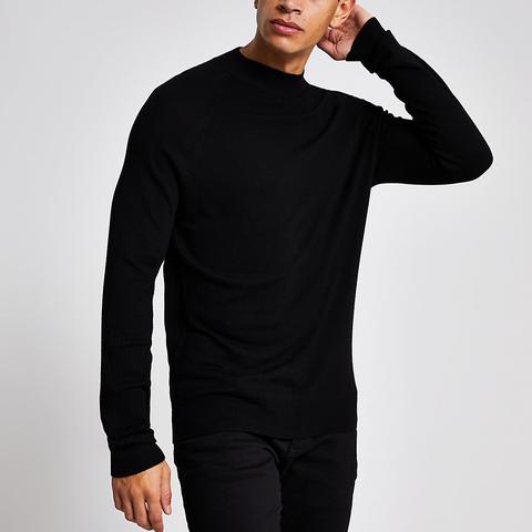 Black Slim Fit Turtle Neck Knitted Jumper