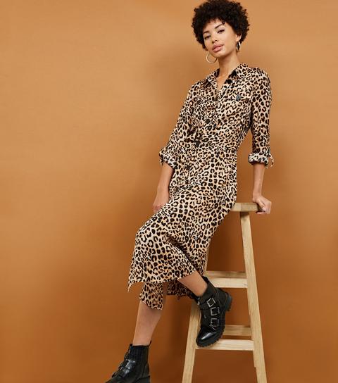 new look leopard shirt dress