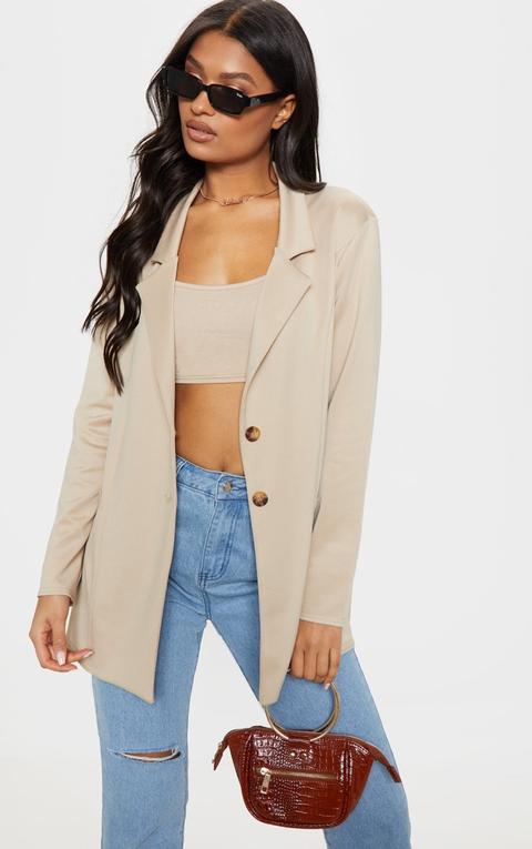 Stone Oversized Boyfriend Longline Blazer