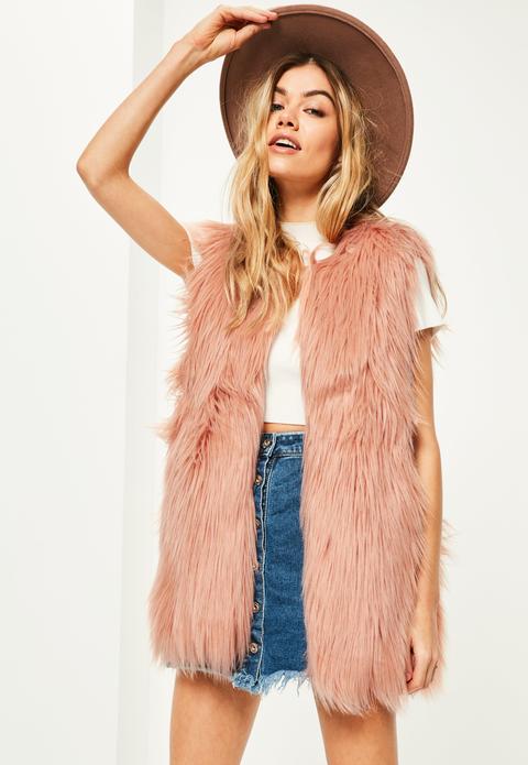 Pink Faux Mongolian Gilet